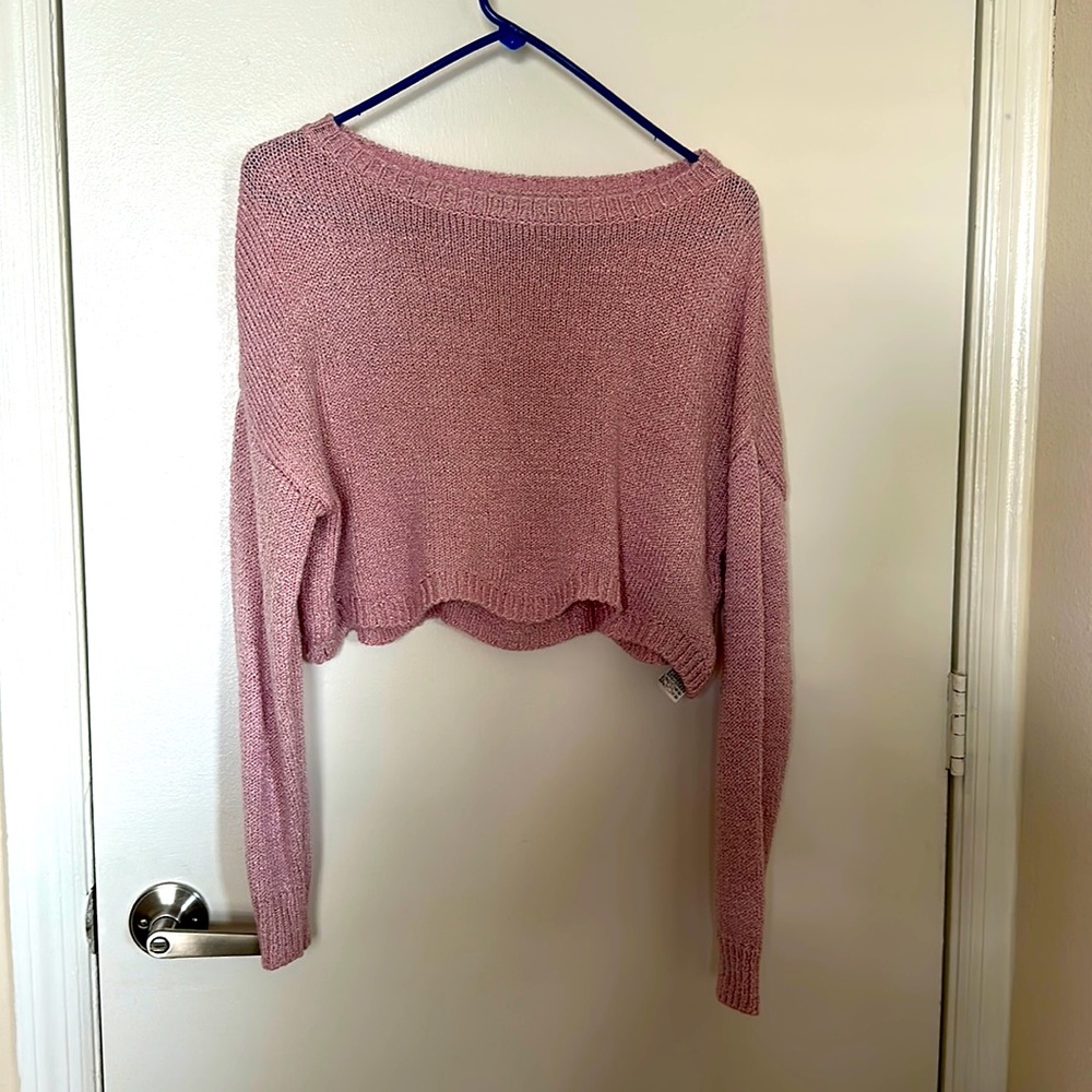 Forever 21 Knit Crop Long-sleeve Sweater Top